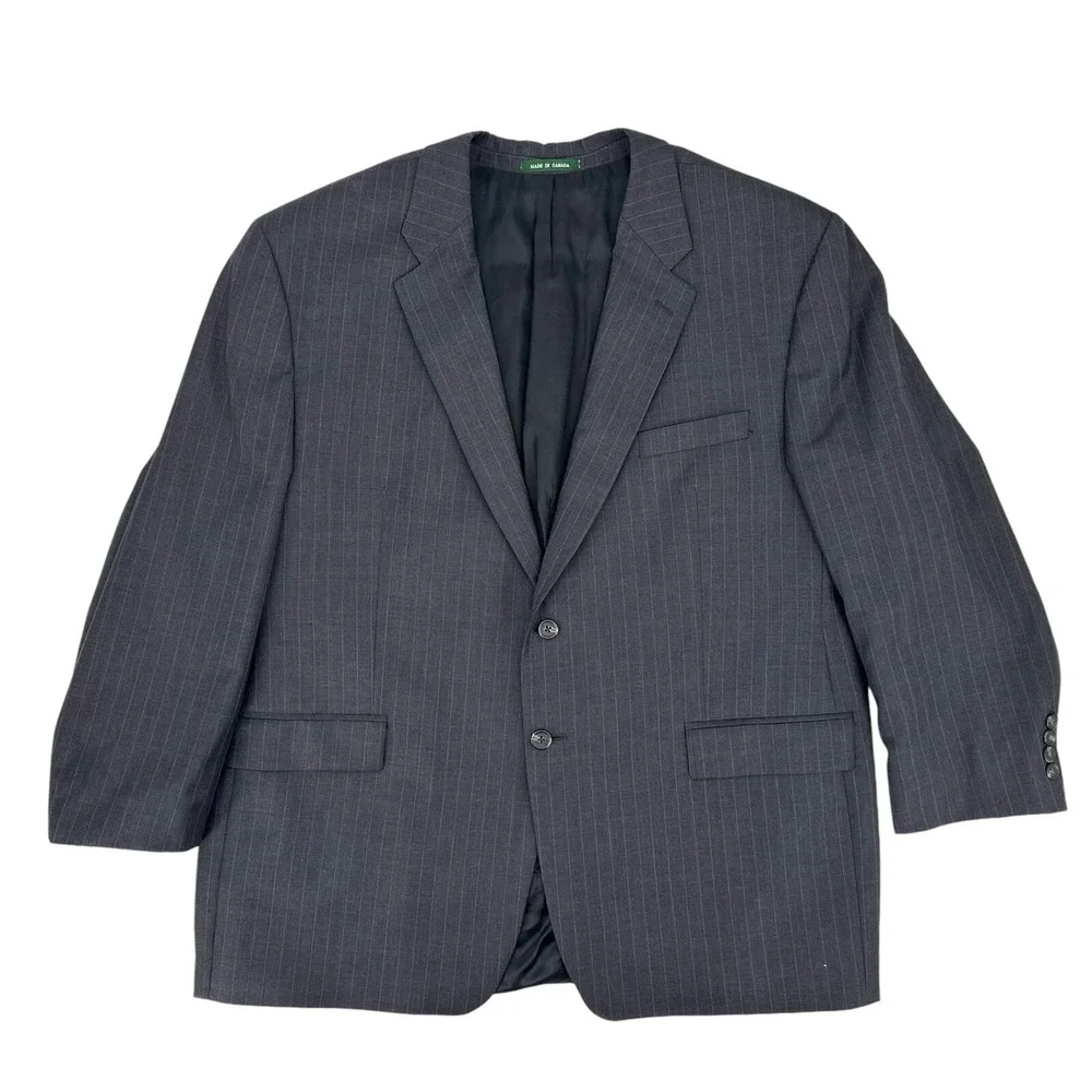 Vintage Lauren Ralph Lauren Men's 50R Blazer Sport Coat Gray Stripe 24